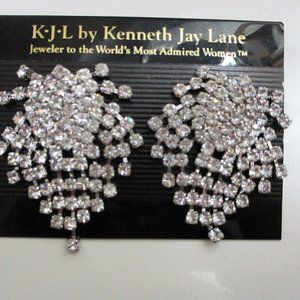 KENNETH JAY LANE WATERFALL CRYSTAL PIERCED EARRINGS   NEW